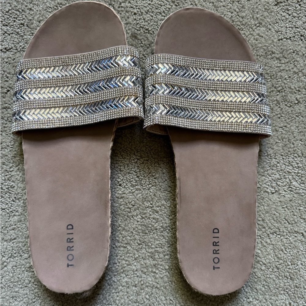 Torrid Silver Brown Sandals with Textured Straps